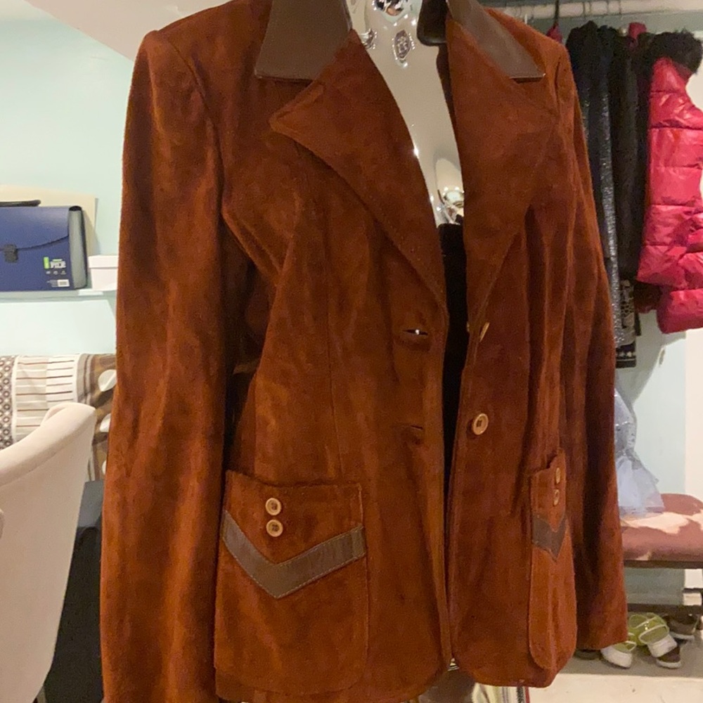 Vintage Suede with leather trim blazer